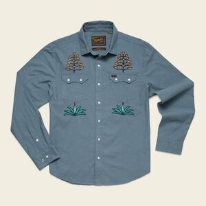 NWT Howler Brothers Mens Crosscut Deluxe Embroidered Snap Shirt Atlantic Blue XL